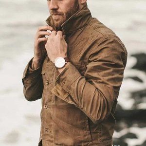 Taylor Stitch Long Haul Jacket in Field Tan Waxed Canvas Size 40